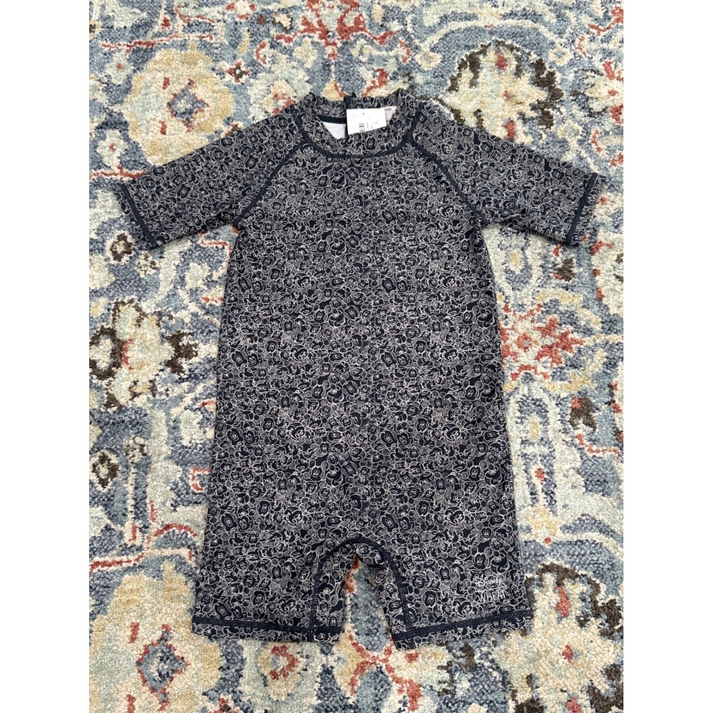 Disney Wheat Swimsuit Kids Size 6 Navy Mickey Mouse Rash Guard NWT
